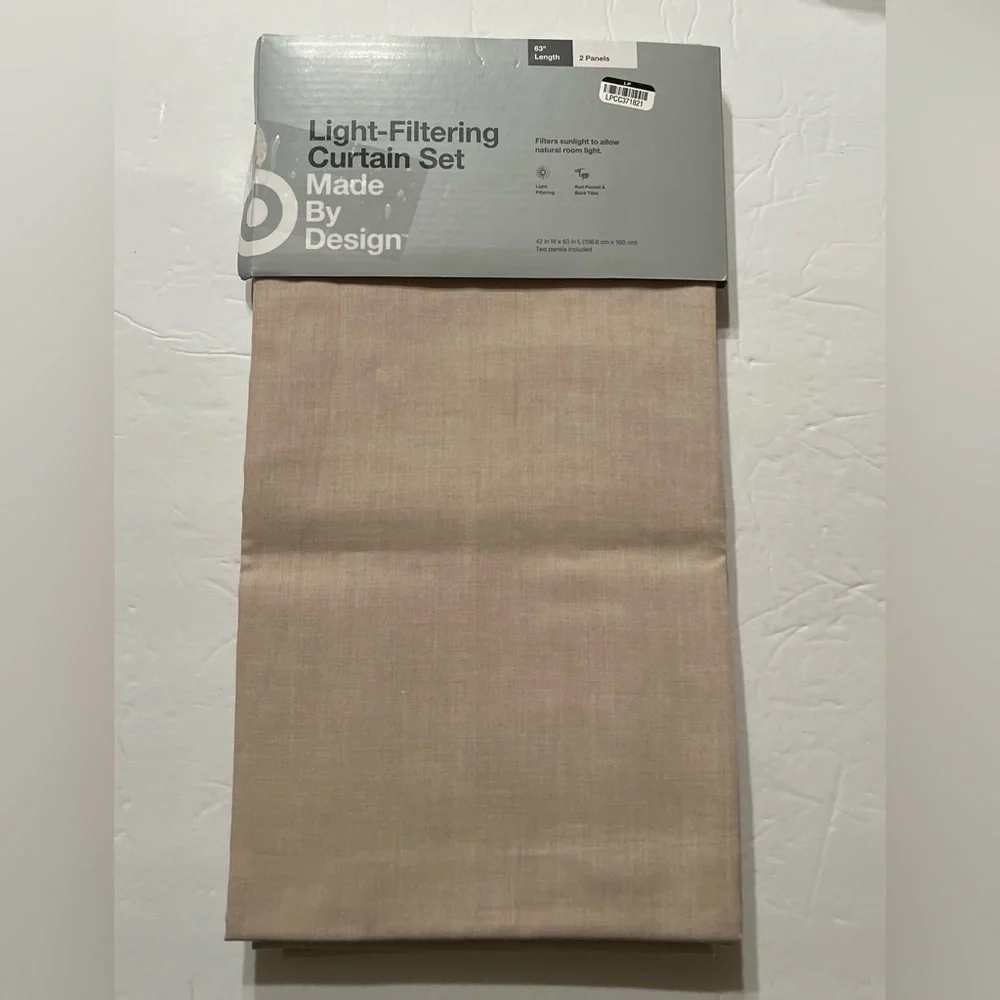 Light-Filtering Curtain Set 2 Panels Made by Design Tan 42